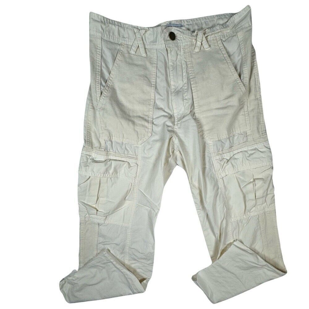 Urban Outfitters size 4 Cargo Button Tan Pants High Waisted Raw Hem epoc